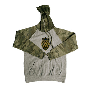 Lion Camo/Gunmetal Heather Raglan Hooded Sweatshirt